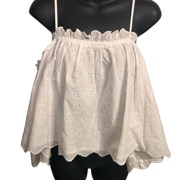 Nwt Topshop white eyelet flouncy top - Picture 5 of 11